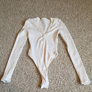 White Ribbed Womans One Piece